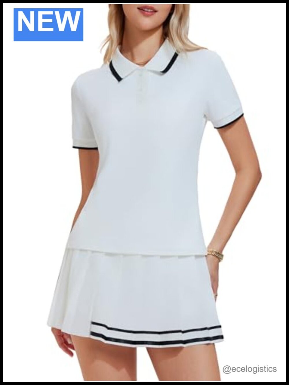 Women's 2 Piece Tennis Skirt Set Polo Top Pleated Golf Skort Athletic